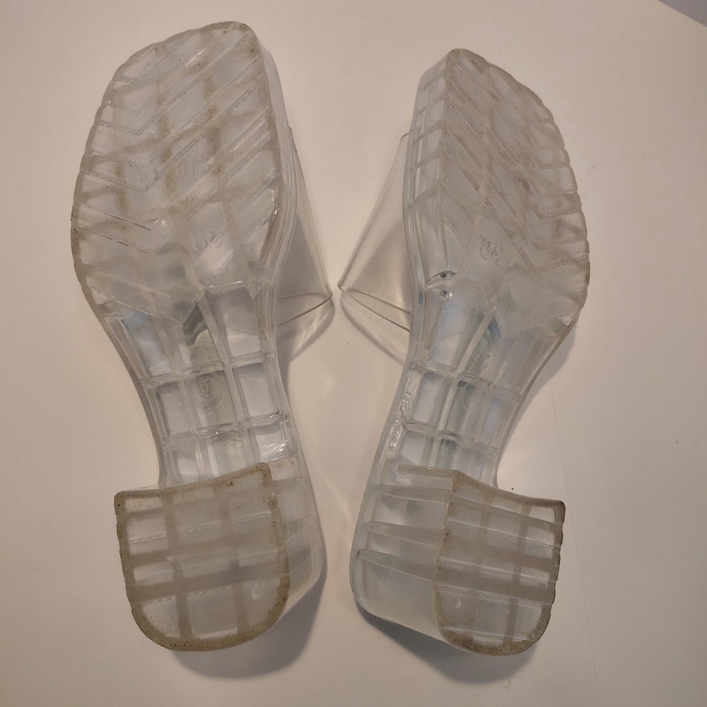 Clear Urban Outfitters 90’s Y2K Heels Jelly Chunky Clueless Womens Sz 8 - Picture 9 of 10